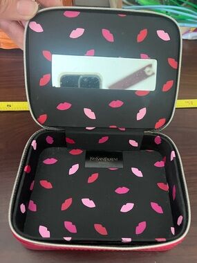 YSL Yves Saint Laurent Red Patent Leather Makeup Bag
